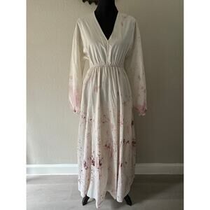 TEXTILE ELIZABETH & JAMES Peasant Dress Splatter Bone/Maroon SzM Cottage Prairie